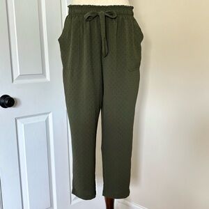 Soho Apparel Ltd. Olive Green Textured Drawstring Pants L